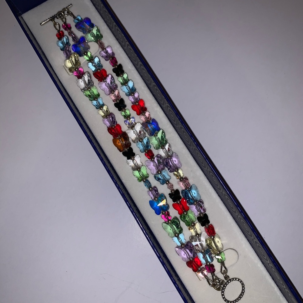 Handmade 3 Strand Butterfly Bracelet